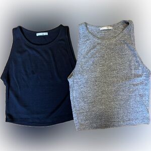 Aritzia Black and Gray Sleeveless Crop Tops